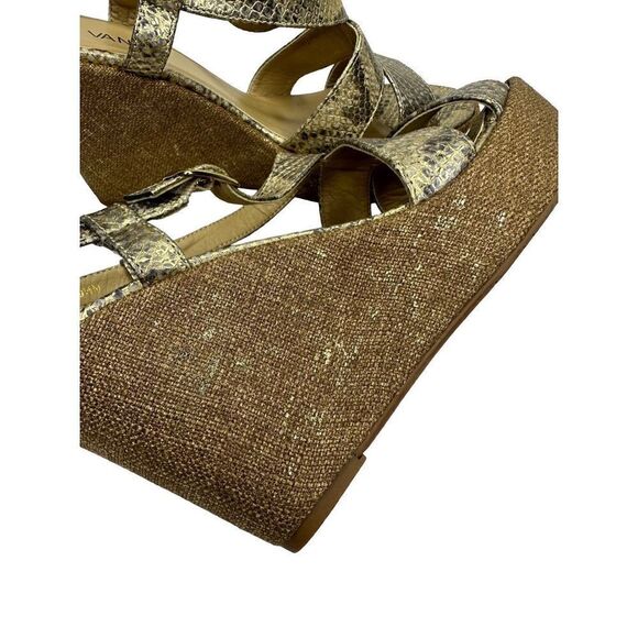 VANELi Gold Metallic Snakeskin Wedge Sandals 
Size 9 1/2 - Picture 6 of 12